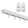 BBHW 3ft-20ft Curtain Rails with Mute Rollers, Aluminum Alloy Cuttable Curtain Track, Window/Closet/Bunk Curtain Rod Ceiling Mount (Color : White, Size : 152cm (5ft)) view 1