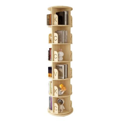 ZFUCMAYL Rotating Bookshelf,6th Floor CD Rack Solid Wood Corner Shelf, Rack Standing Shelves with Open Design for Bedrooms Living Rooms Game Rooms (Size : 6 Tiers)
