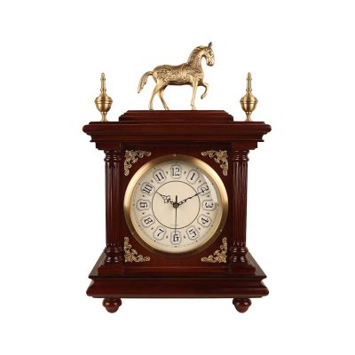 GaRcan Mantelpiece Clock Retro Desk Clock with Brass Decoration, Arabic Numerals Mantel Clock, Tabletop Clock with Sweeping Seconds Movement, 19.8 Inches Table Clock
