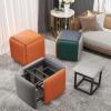 5 in 1 Technology Cloth Seating Cube with Swivel, Square Nesting Ottoman Stool , Casters Stackable Sofa Chair Stool,Movable Footstool Dressing Chair for Living Room Bedroom ( Color : Dark gray , Size view 2