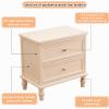 Solid wood night stands for bedrooms white/ivory,tall nightstand with drawer,modern small nightstand 2 drawer,mid century modern nightstand,white nightstand with drawers,For living room, bedroom ( Col view 2