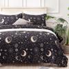 EXQ Home Quilt Set King Size Black Print 3 Piece,Lightweight Soft Coverlet Modern Style Sun Starry Pattern Bedspread Set(1 Quilt,2 Pillow Shams) view 1