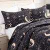EXQ Home Quilt Set King Size Black Print 3 Piece,Lightweight Soft Coverlet Modern Style Sun Starry Pattern Bedspread Set(1 Quilt,2 Pillow Shams) view 2