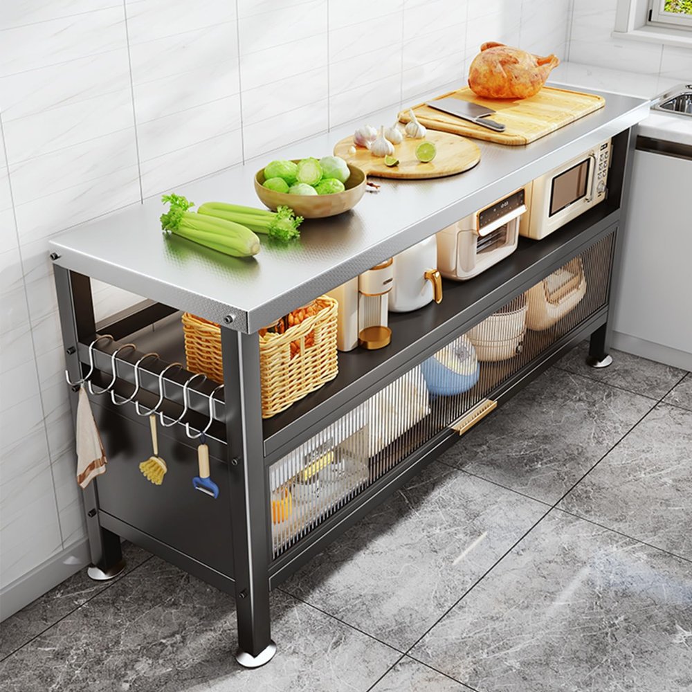 CHBMZ Kitchen Bakers Rack, Food Prep Table, Kitchen Island with Storage, Household Use Kitchen Work Table, for Garage, Home, Warehouse, and Kitchen (Size : 88x43x80cm/35x17x31in)