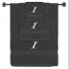 BY LORA Custom Embroidered Terry Cotton Ring Spun Bath Towel, Hand Towel and Washcloth Set - Charcoal Towel Set, Silver Chancery Initial I view 1