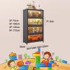 PINFUJA Glass Display Cabinet Glass Display Case Showcase Countertop Glass Display Shelf Curio Cabinet with Bookcase Display Shelves (Color : Black, Size : 3F-120x35x106cm) view 2