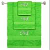 BY LORA Custom Embroidered Terry Cotton Ring Spun Bath Towel, Hand Towel and Washcloth Set - Lime Green Towel Set, Silver Chancery Initial M view 1
