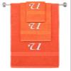 BY LORA Custom Embroidered Terry Cotton Ring Spun Bath Towel, Hand Towel and Washcloth Set - Orange Towel Set, White Chancery Initial U view 1