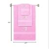 BY LORA Custom Embroidered Terry Cotton Ring Spun Bath Towel, Hand Towel and Washcloth Set - Pink Towel Set, White Chancery Initial A view 2