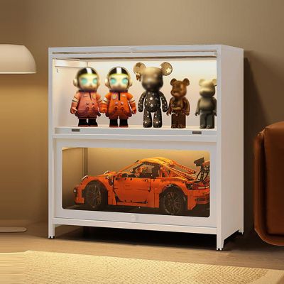 PINFUJA Glass Display Cabinet Glass Display Case Showcase Countertop Glass Display Shelf Curio Cabinet with Bookcase Display Shelves (Color : White, Size : 2F-80x35x73cm)