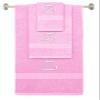 BY LORA Custom Embroidered Terry Cotton Ring Spun Bath Towel, Hand Towel and Washcloth Set - Pink Towel Set, White Chancery Initial Z view 1