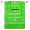 BY LORA Custom Embroidered Terry Cotton Ring Spun Bath Towel, Hand Towel and Washcloth Set - Lime Green Towel Set, Silver Chancery Initial K view 1