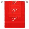 BY LORA Custom Embroidered Terry Cotton Ring Spun Bath Towel, Hand Towel and Washcloth Set - Red Towel Set, Silver Chancery Initial Y view 1