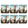 6Pcs Drink Coasters for Drinks Tabletop Protection, Mexican Llama Cactus Leather Coaster for Kinds of Cups, Absorbent Cup Coaster for Coffee Table Home Decor 4" Cup Mat Pad view 1