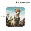 6Pcs Drink Coasters for Drinks Tabletop Protection, Mexican Llama Cactus Leather Coaster for Kinds of Cups, Absorbent Cup Coaster for Coffee Table Home Decor 4" Cup Mat Pad view 2