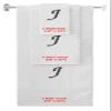 BY LORA Custom Embroidered Terry Cotton Ring Spun Bath Towel, Hand Towel and Washcloth Set - White Towel Set, Black Chancery Initial J view 1
