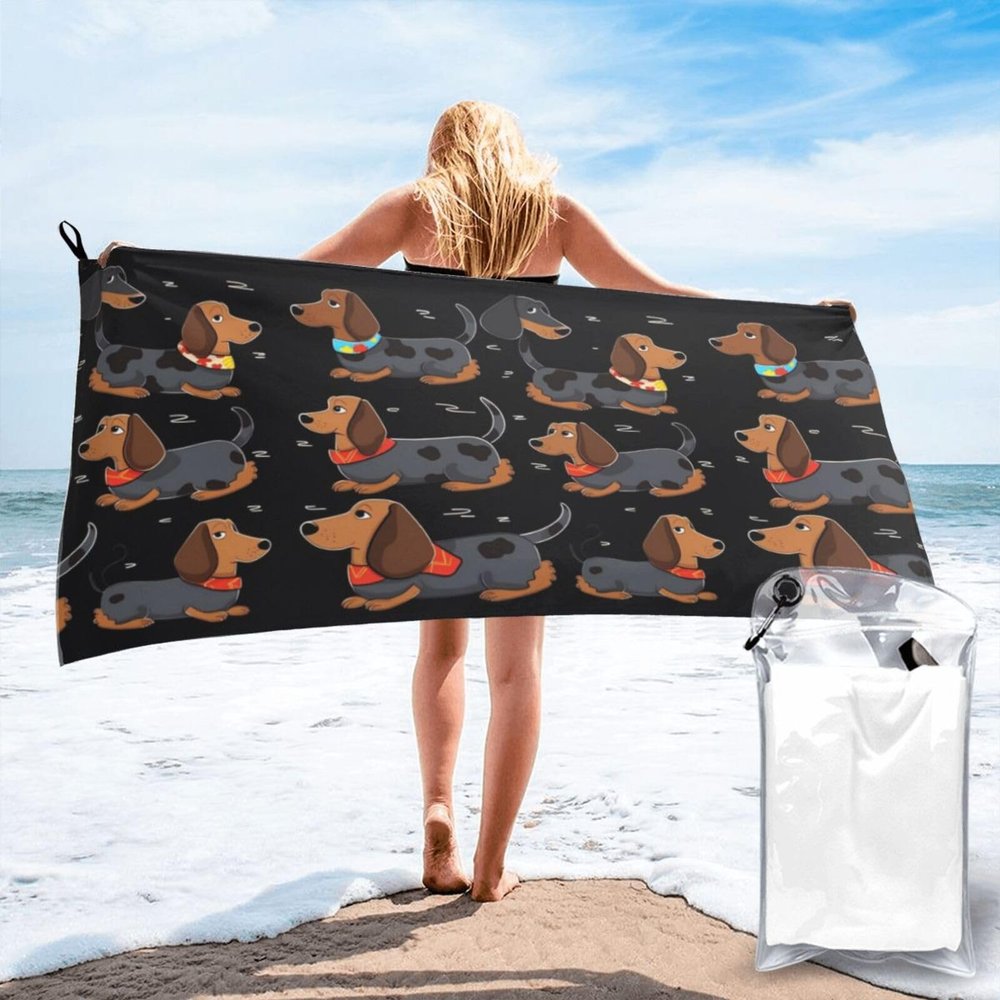 NONHAI Beach Towel I Love My Dog Dachshunds Microfiber Bath Towels Quick Dry Towel for Swimmers Sand Proof Beach Towels Absorbent Bathroom Towel for Hotel Gym Spa Yoga Bath Towel 27.5"x55"