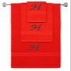 BY LORA Custom Embroidered Terry Cotton Ring Spun Bath Towel, Hand Towel and Washcloth Set - Red Towel Set, Black Chancery Initial H view 1