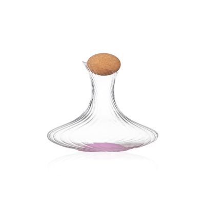1700ml/60oz Glass Wine Decanter with Stopper,Ribs Design for Max Aerating,Pink BottomEasy for Cleaning&View. for Home, Holiday&Gifts-Unique Function for Red Wine(Food Safe Borosilicated Glass)