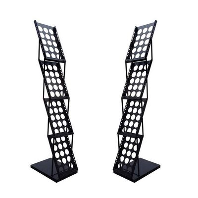 Magazine Rack Information Magazine Storage Newspaper Metal Iron Floor Mobile Leaflet Display Rack A4 Exhibition Stand (Color : Black Size : One Size)