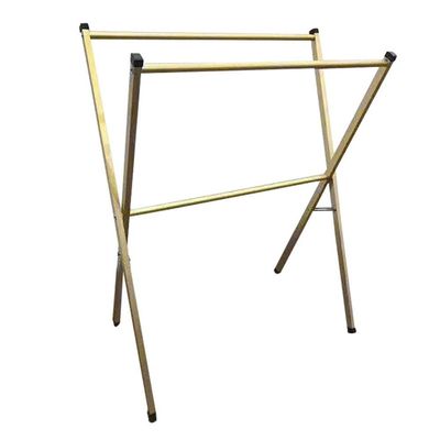 Stainless Steel Laundry Drying Rack for Indoor Outdoor Foldable Easy Storage Clothes Drying Rack Free of Installation Adjustable Garment Rack Drying Racks (Color : Gold Size : 150cm)