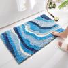FJMCOZY Cute Blue Bath Mat - Soft Fluffy Ultra-Absorbent Non Slip Washable Bath Mat for Floor Tub & Shower, 24x16inch view 1
