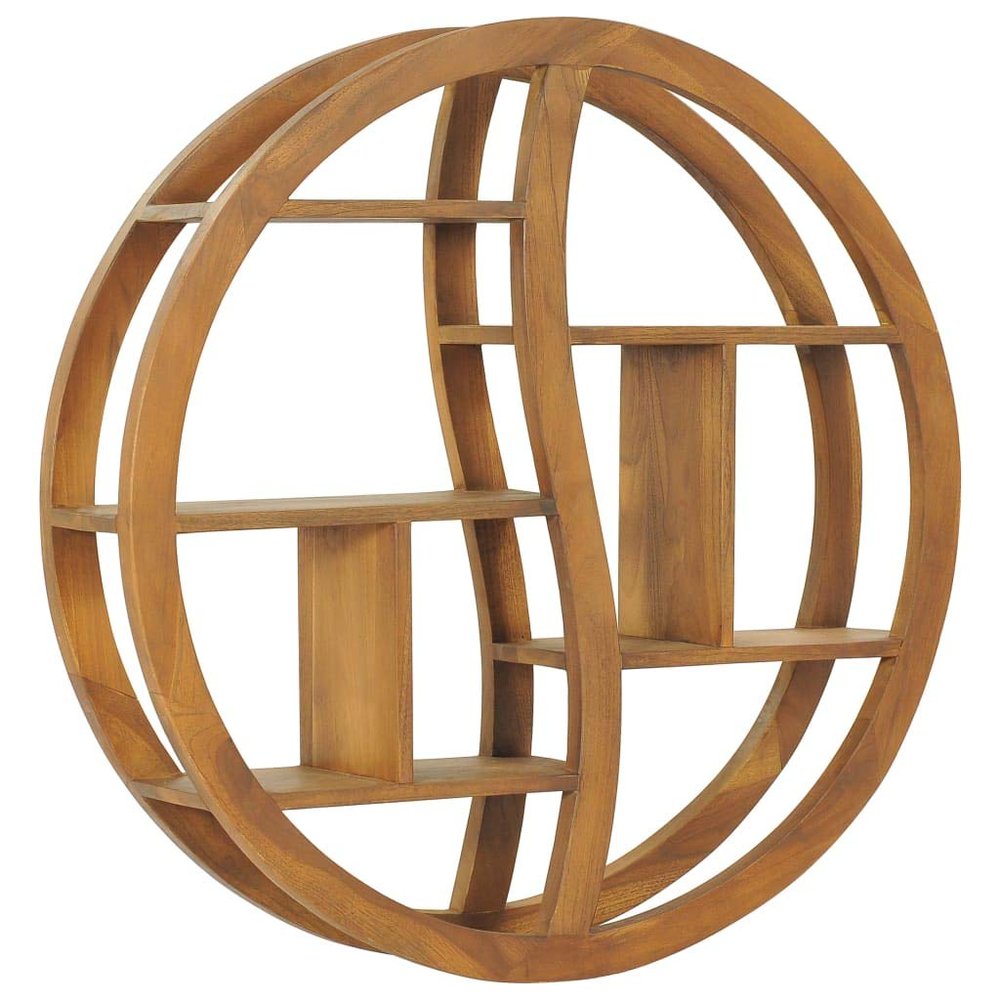 GOLINPEILO Solid Wood Yin Yang Wall Shelf, Floating Wall Mounted Shelves Wall Decor, Wall Mounted Display Organizer Shelf, 31.5"x6.9"x31.5" Solid Wood Teak