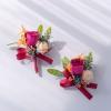Pink Wedding Wrist Corsage Boutonniere Set for Bride Bridesmaid Groom Groomsmen Parents Wrist Corsage Hand Flower Lapel Pin Button Hole Flower for Prom Homecoming Tea Party Formal Dinner, Style B view 2