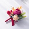 Pink Wedding Wrist Corsage Boutonniere Set for Bride Bridesmaid Groom Groomsmen Parents Wrist Corsage Hand Flower Lapel Pin Button Hole Flower for Prom Homecoming Tea Party Formal Dinner, Style B view 4