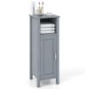 LOKO Bathroom Floor Cabinet, Single Door Storage Organizer with Open Compartment & Adjustable Shelf, Modern Storage Cabinet for Bathroom, Living Room, Study, Kitchen (Gray) view 1