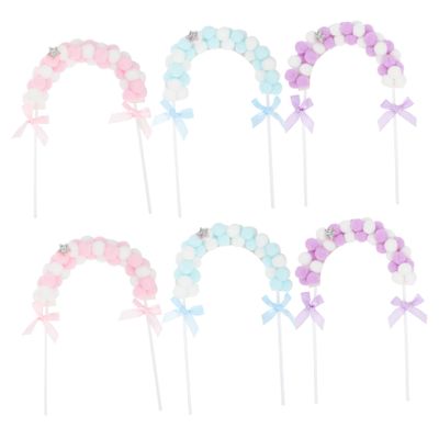 Number Cake Topper 6pcs Arch Cake Picks Birthday Decorations Polyester Chic Design