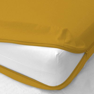 Zipper Fitted Sheet Twin Size 18" Pocket 600 Thread Count 100% Egyptian Cotton Sateen Weave Gold