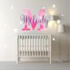 Girls Nursery Shimmer Rainbow Printed Initial and Stars Custom Personalized Name and Initial Kids Vinyl Wall Decal, Wall Sticker Decor for Babies (Multi-Size Choices). (Hot Pink Twinkle Star) view 3