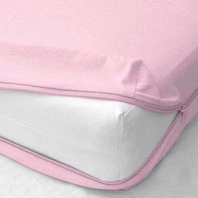 Zipper Fitted Sheet Full Size 8" Pocket 600 Thread Count 100% Egyptian Cotton Sateen Weave Baby Pink