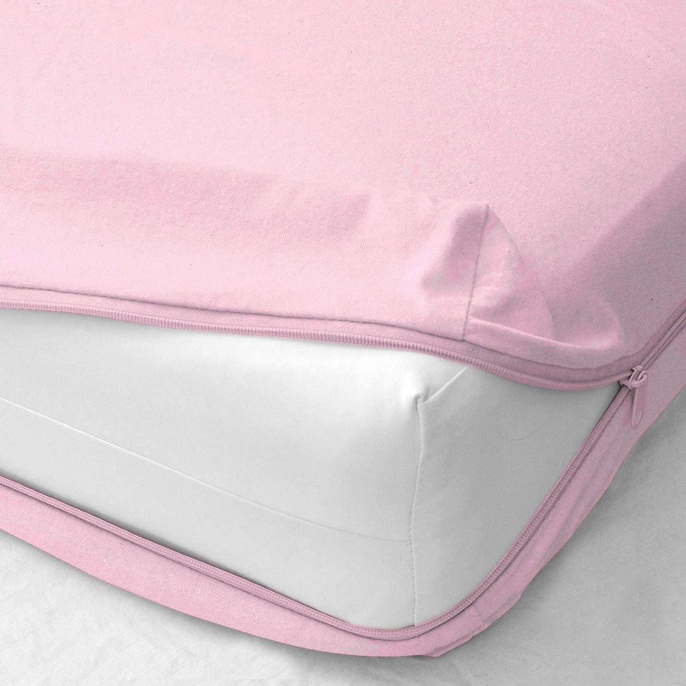 Zipper Fitted Sheet Full Size 8" Pocket 600 Thread Count 100% Egyptian Cotton Sateen Weave Baby Pink