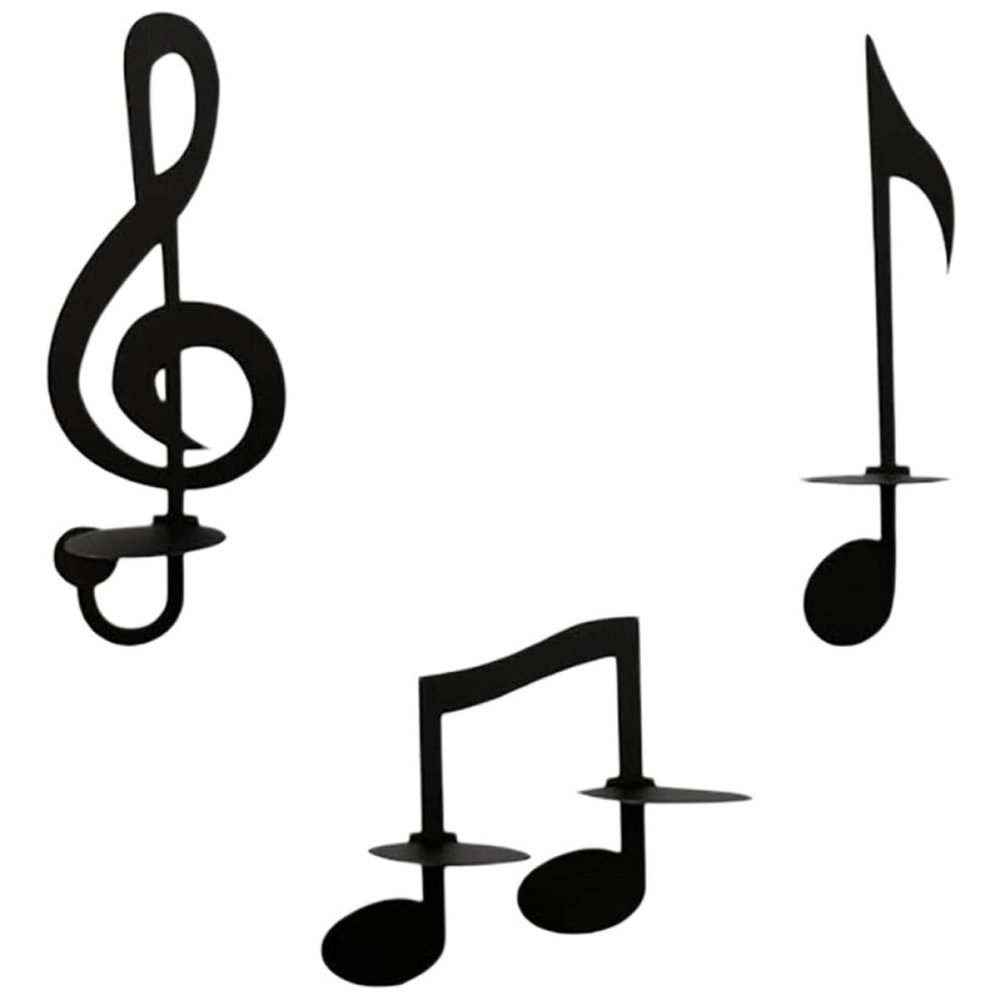 3pcs Music Note Wall Candle Holder Metal Decorative Candle Sconce for Living Room Stylish Music for Home Decor and Romantic Atmosphere