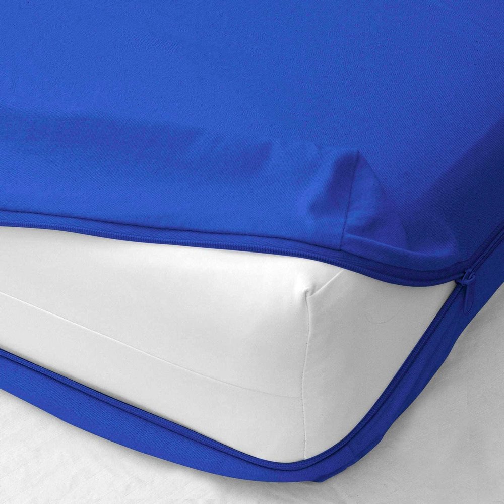 Sweet Dream Collection Zipper Fitted Sheet Full Size 10"" Pocket 600 Thread Count 100% Egyptian Cotton Sateen Weave Royal Blue