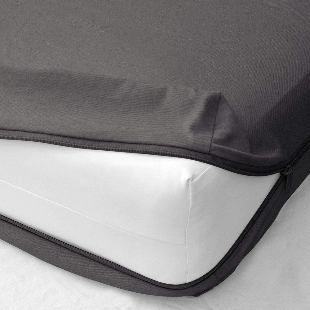 Zipper Fitted Sheet Olympic Queen Size 12" Pocket 600 Thread Count 100% Egyptian Cotton Sateen Weave Dark Grey