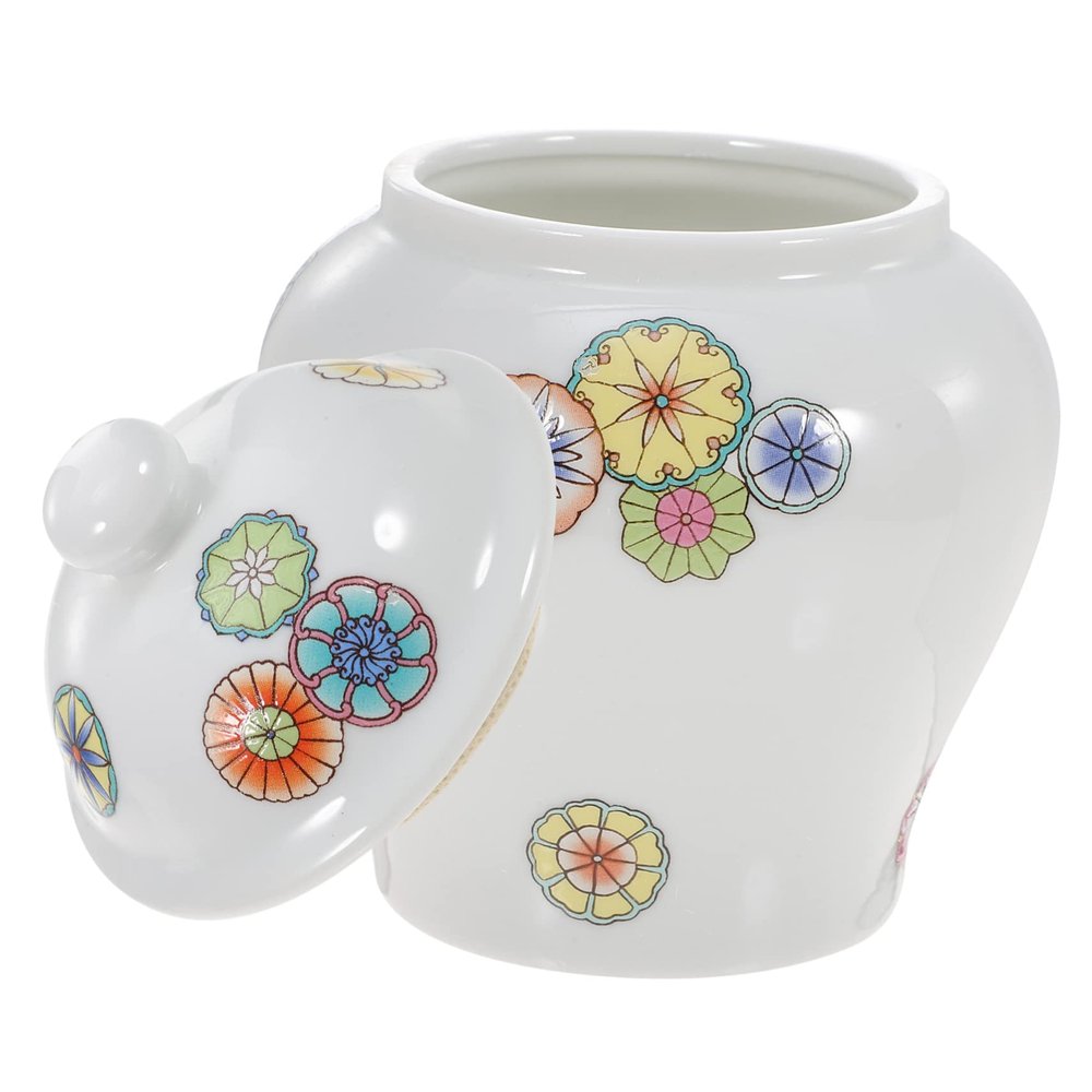 CIYODO Ceramic Tea Jar Airtight Seal for Loose Leaf Tea Bags Multi-functional Storage Canister for Kitchen Countertop Organization Elegant Retro Design White Porcelain Material