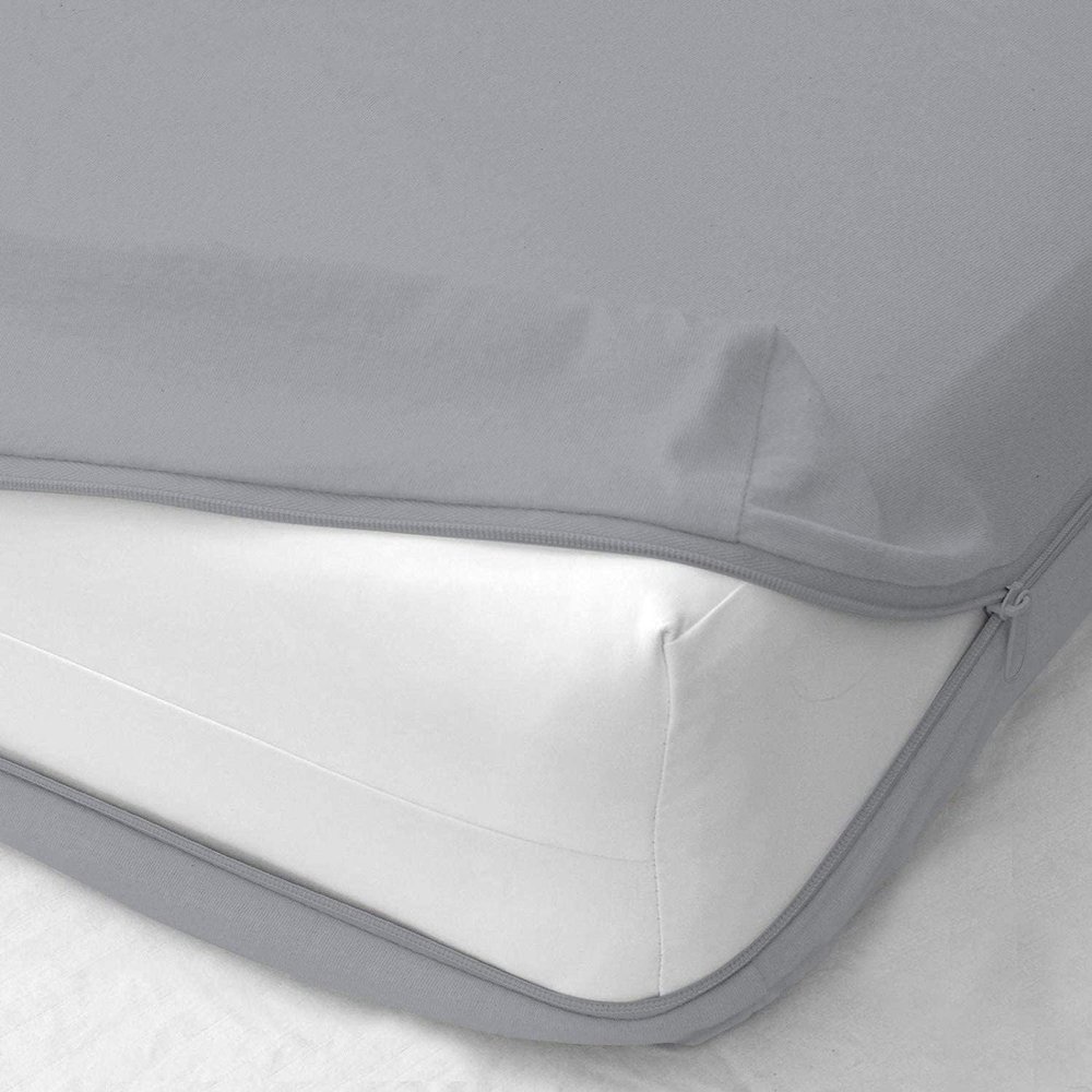 Sweet Dream Collection Zipper Fitted Sheet Full Size 14"" Pocket 600 Thread Count 100% Egyptian Cotton Sateen Weave Silver Grey