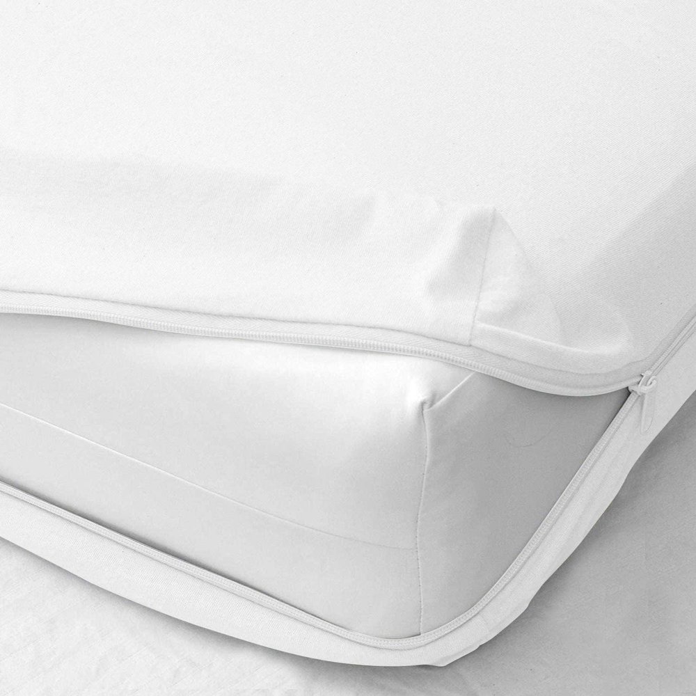 Sweet Dream Collection Zipper Fitted Sheet Twin Size 14"" Pocket 600 Thread Count 100% Egyptian Cotton Sateen Weave White