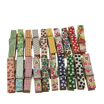 BIUDECO 50pcs Colorful Wooden Clips for DIY Crafts Assorted Cartoon Log Printing Clips for Scrapbooking Weaving Sewing and Mending Projects