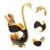 MUCKLILY Metal Scoop Spoons Silverware Holder Dessert Spoons Restaurant Teaspoons Condiment Cake Swan Base Kitchen Mixing view 3