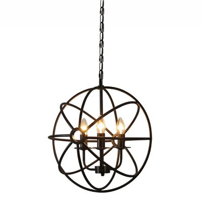 Black Sphere Chandelier Bar Kitchen Dining Room Round Ball Pendant Light V-intage Industrial Lustre Rustic Wrought Iron E27 Ceiling Hanging Fixtures Lighting Interesting Life,Pendant