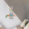 PRETYZOOM Garden Bunny Swing Figurine Adorable Statue for Outdoor Decor Straw Cloth Material for Backyard Landscape Cute Easter Garden Adornment view 3
