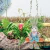 PRETYZOOM Garden Bunny Swing Figurine Adorable Statue for Outdoor Decor Straw Cloth Material for Backyard Landscape Cute Easter Garden Adornment view 4