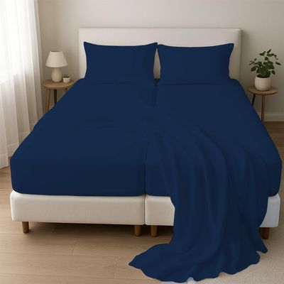 1000 Thread Count Split Sheet Set 5 Piece Split California King Sheets for Adjustable Beds 100% Egyptian Cotton 12" Deep Pocket Adjustable Bed Sheets Split California King Size - Navy Blue Solid