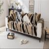 Huierxun Luxury Zebra-Print Rabbit Thick Sofa Cover Super Soft Plush Sectional Couch Cover Fluffy Fuzzy Anti-Slip Sofa Slipcovers Furniture Protector for Dogs Cats Pet (Coffee,28"x82") view 1