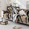 Huierxun Luxury Zebra-Print Rabbit Thick Sofa Cover Super Soft Plush Sectional Couch Cover Fluffy Fuzzy Anti-Slip Sofa Slipcovers Furniture Protector for Dogs Cats Pet (Coffee,28"x82") view 2