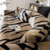 Huierxun Luxury Zebra-Print Rabbit Thick Sofa Cover Super Soft Plush Sectional Couch Cover Fluffy Fuzzy Anti-Slip Sofa Slipcovers Furniture Protector for Dogs Cats Pet (Coffee,28"x82") view 3